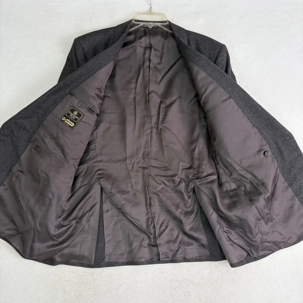 Vintage Ermenegildo Zegna Blazer 50 40R Double Breasted Peak Lapel Wool Italy